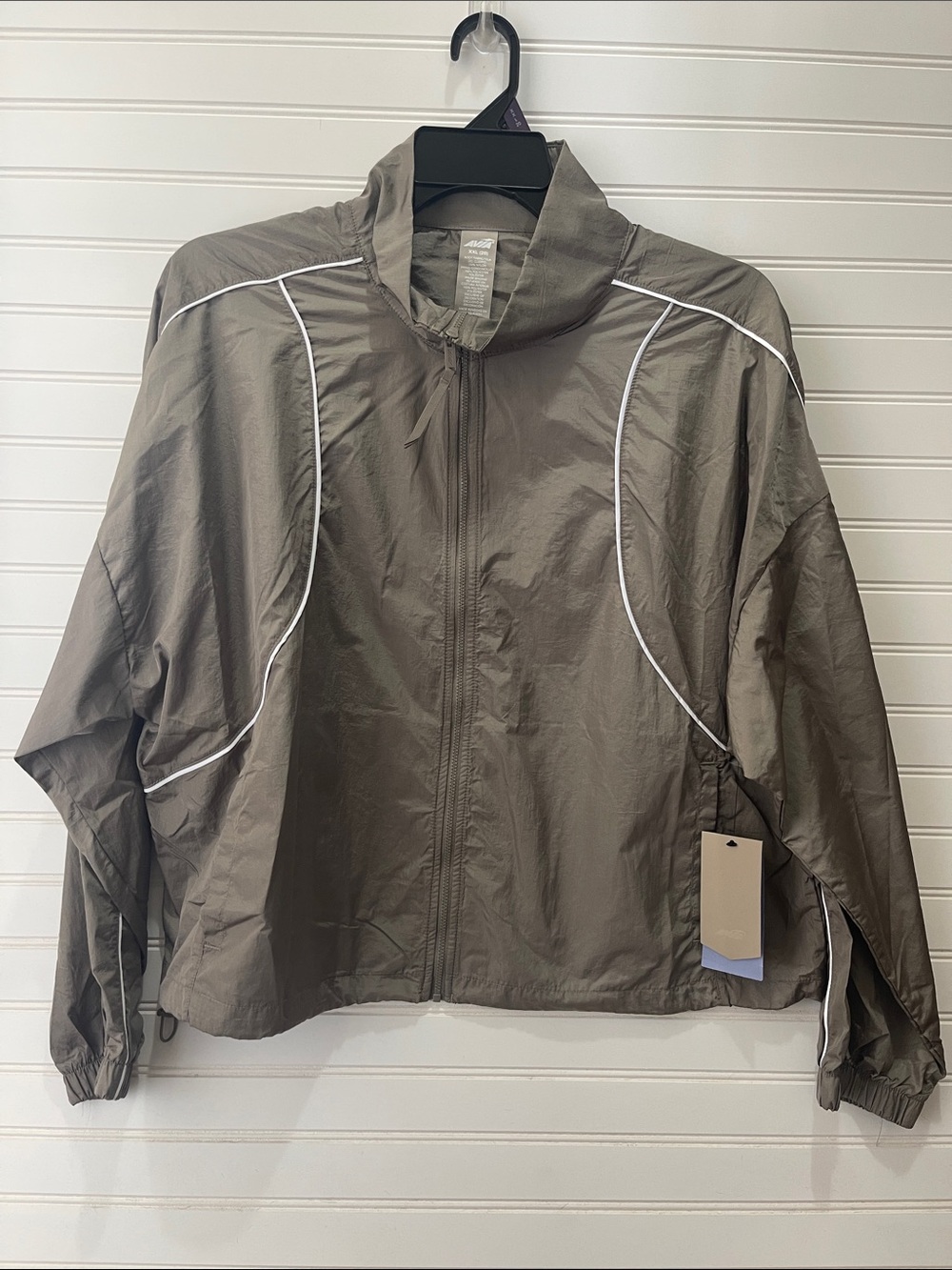 Avia Olive Green Utility Windbreaker Jacket with White Piping